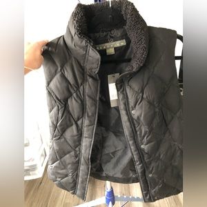 Black Kenneth Cole Vest with Fur Collar